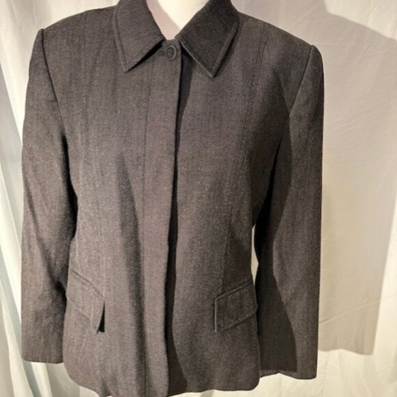 Kasper Jackets & Blazers - Kasper ASL Black Denim Tailored Blazer Women’s Size 12 Structured Career Jacket